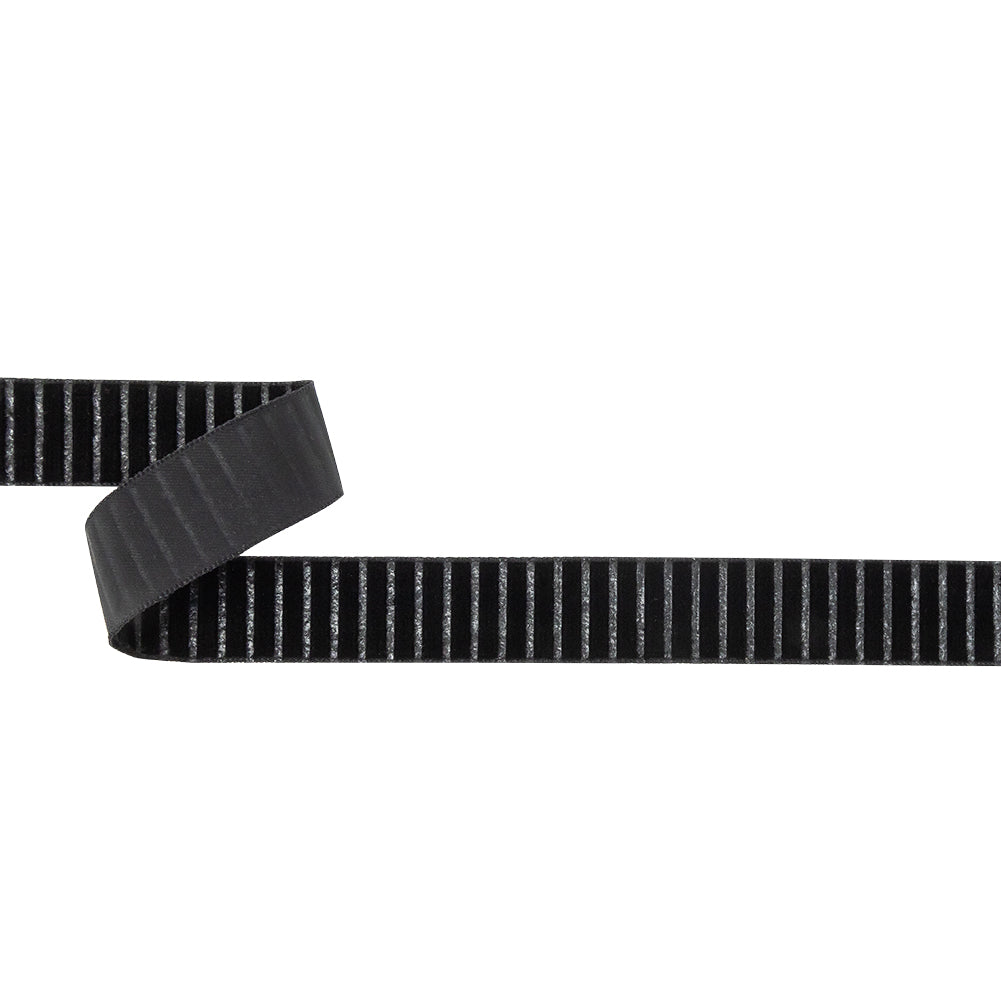 Italian Black Vertical Stripes Velvet Burnout Trim - 0.875 Italian Black Vertical Stripes Velvet Burnout Trim - 0.875