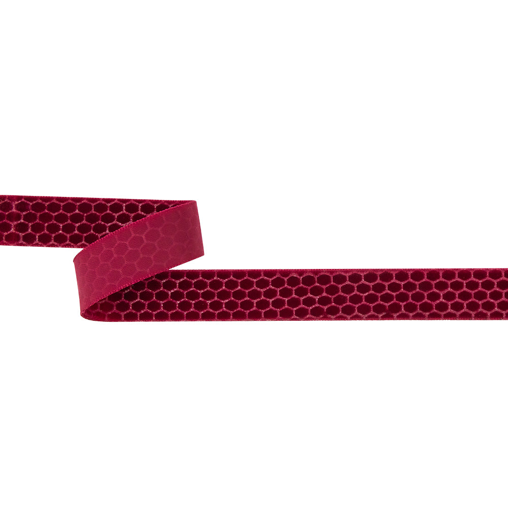 Italian Red Honeycomb Velvet Burnout Trim - 0.875" Italian Red Honeycomb Velvet Burnout Trim - 0.875"