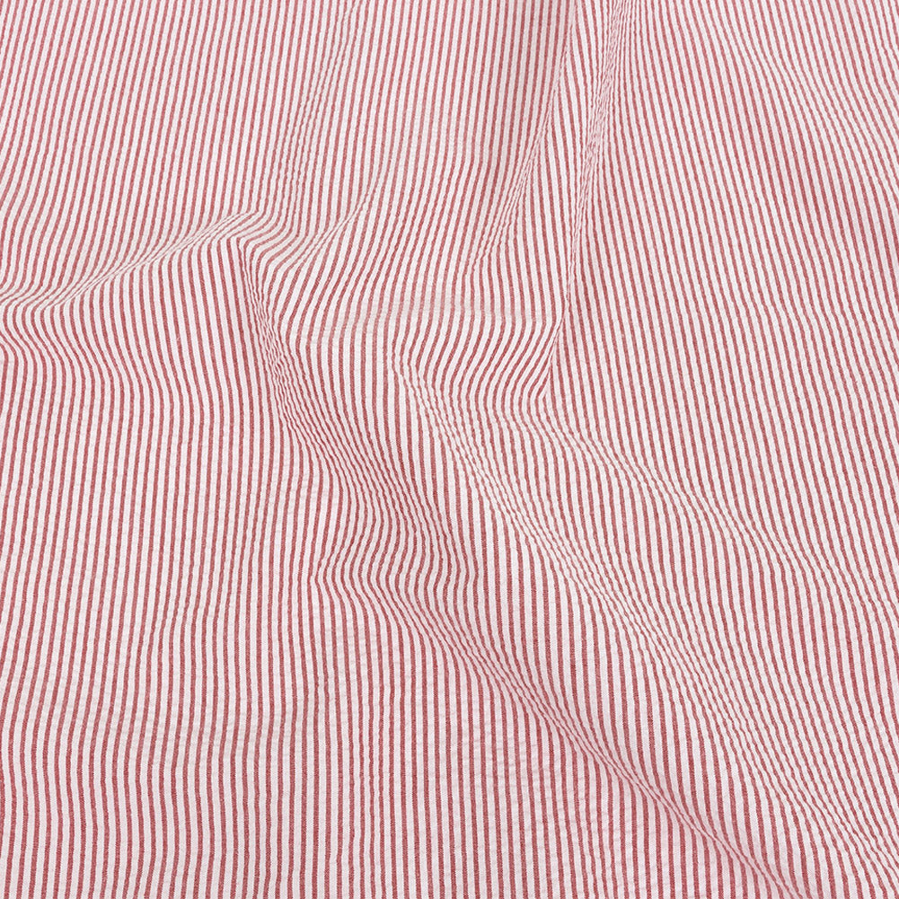 Brasilia Red Striped Organic Cotton Seersucker Brasilia Red Striped Organic Cotton Seersucker