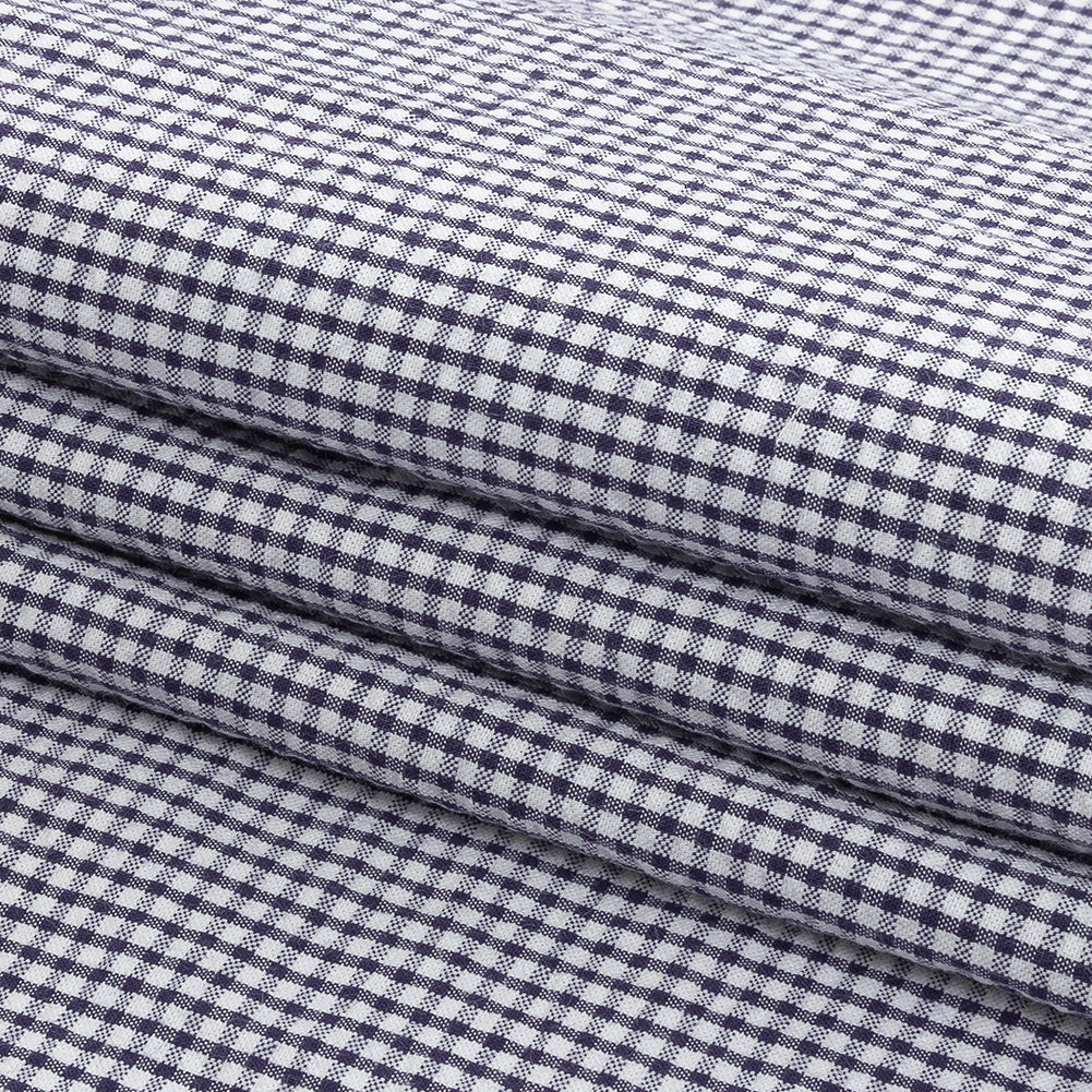 Olinda Navy Gingham Organic Cotton Seersucker - Detail Olinda Navy Gingham Organic Cotton Seersucker - Detail