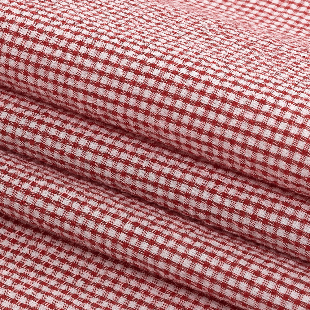 Olinda Red Gingham Organic Cotton Seersucker - Detail Olinda Red Gingham Organic Cotton Seersucker - Detail