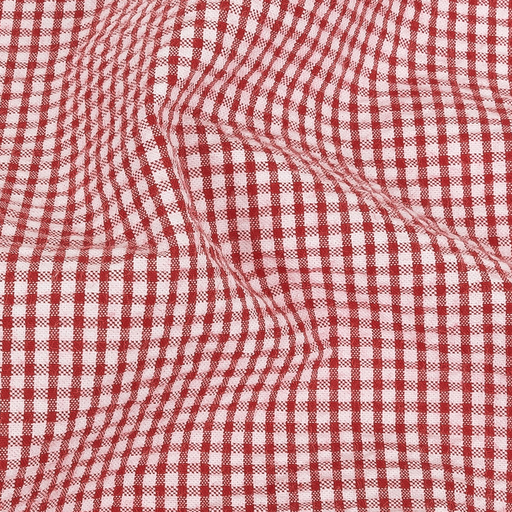 Olinda Red Gingham Organic Cotton Seersucker - Full Olinda Red Gingham Organic Cotton Seersucker - Full