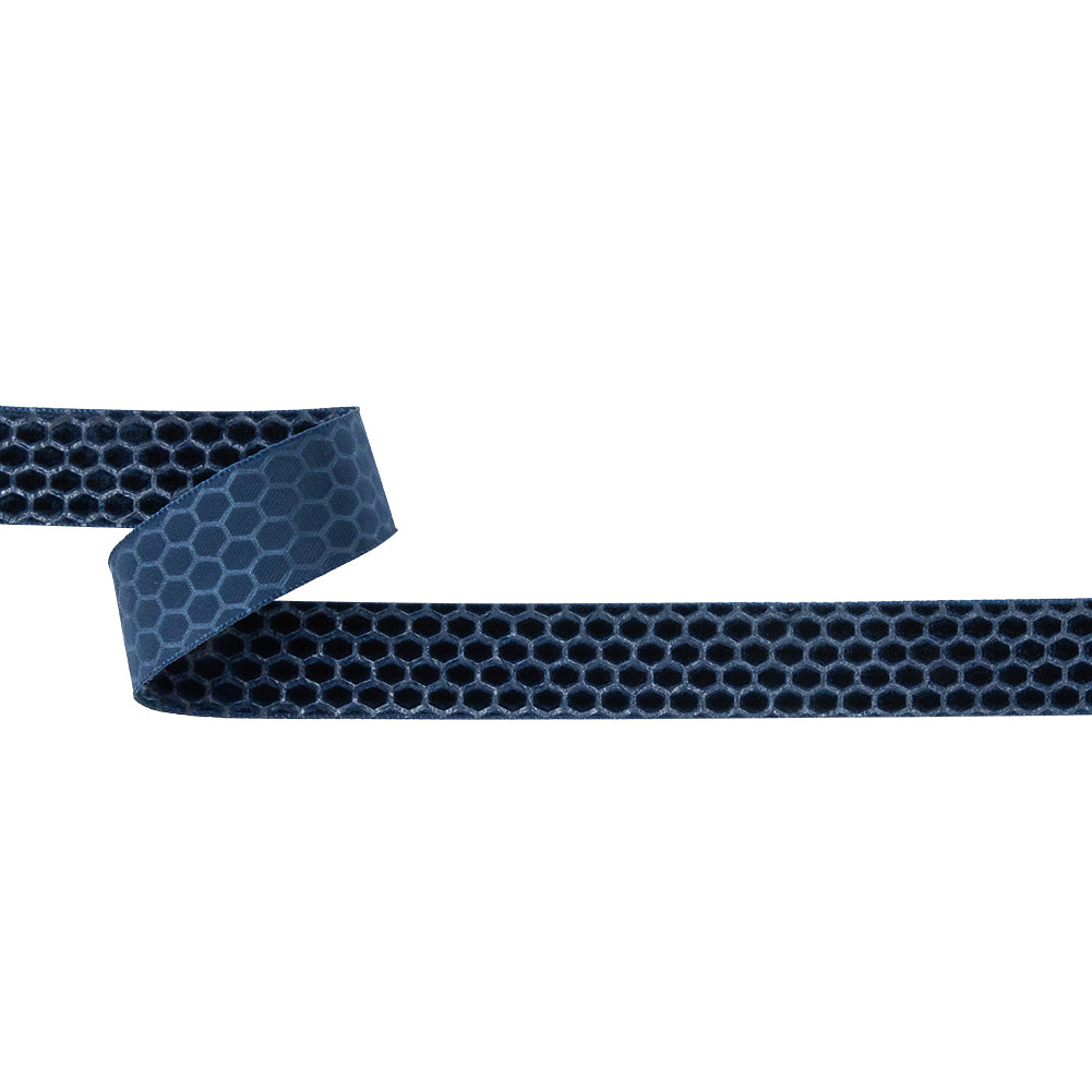 Italian Navy Honeycomb Velvet Burnout Trim - 0.875 Italian Navy Honeycomb Velvet Burnout Trim - 0.875