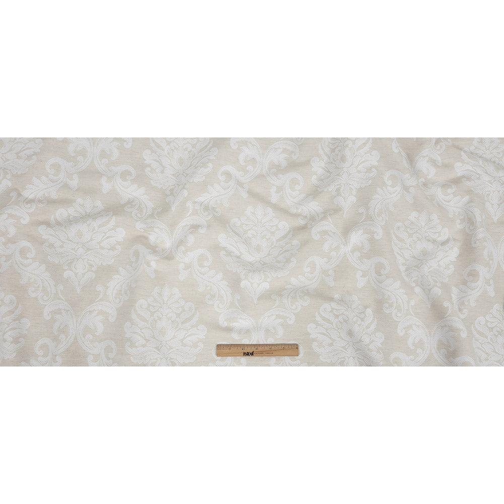Ivory and White Damask Double Wide Drapery Jacquard - Full Ivory and White Damask Double Wide Drapery Jacquard - Full