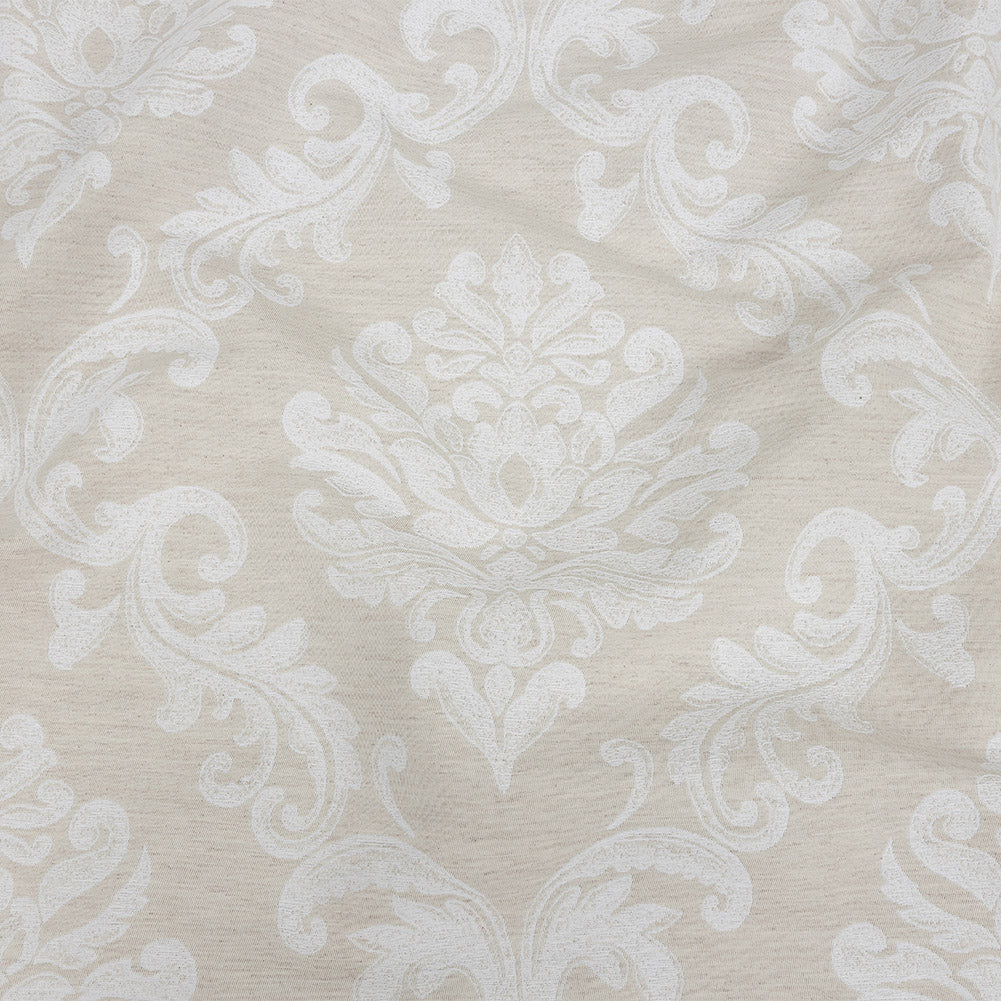 Ivory and White Damask Double Wide Drapery Jacquard Ivory and White Damask Double Wide Drapery Jacquard