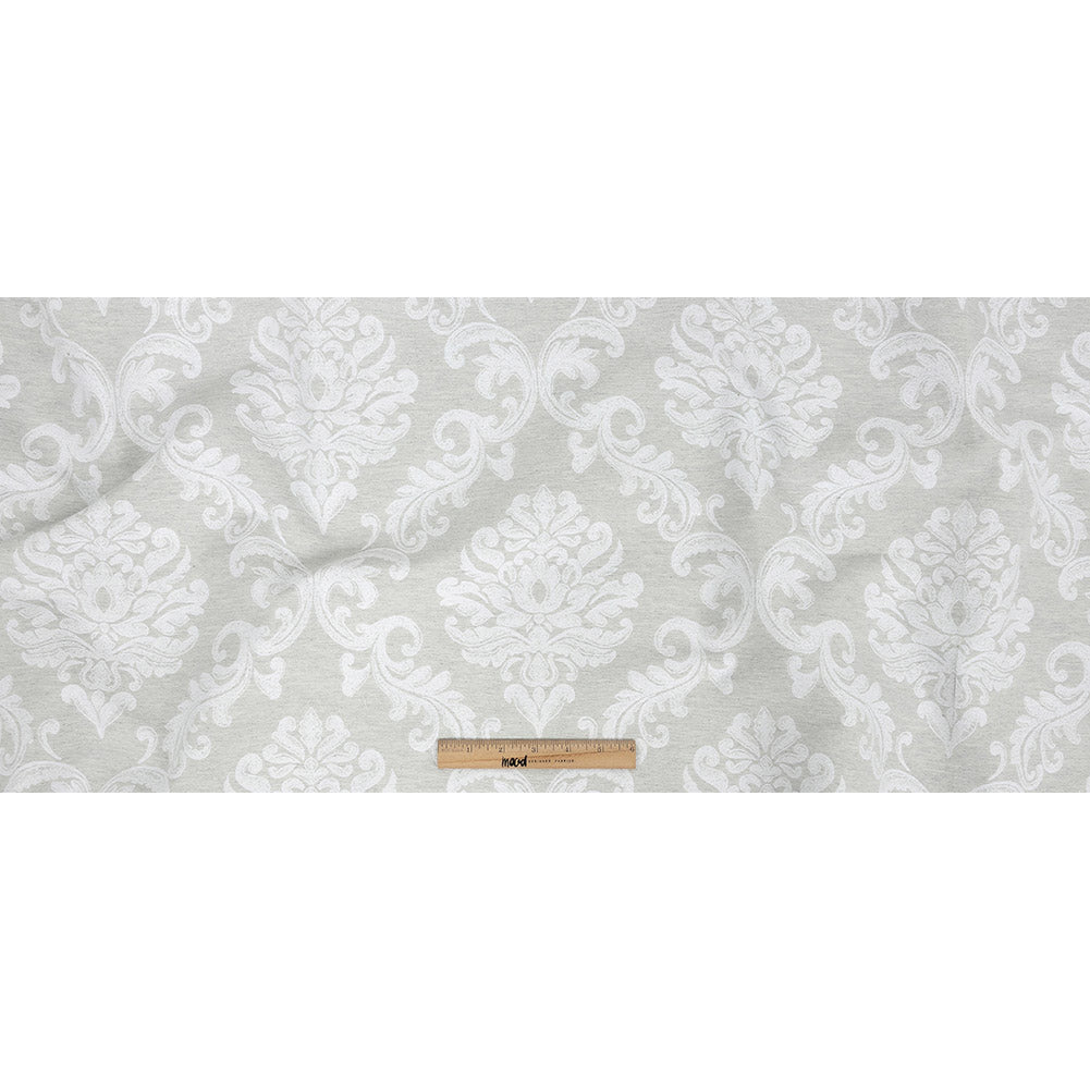 Gray and White Damask Double Wide Drapery Jacquard Full Gray and White Damask Double Wide Drapery Jacquard Full