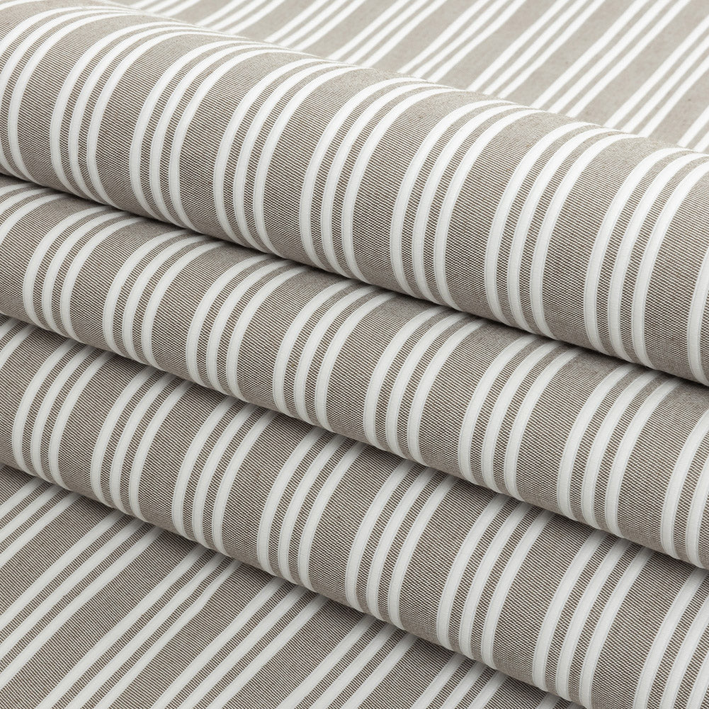 Khaki Double Wide Drapery Twill with Raised White Stripes - Folded Khaki Double Wide Drapery Twill with Raised White Stripes - Folded
