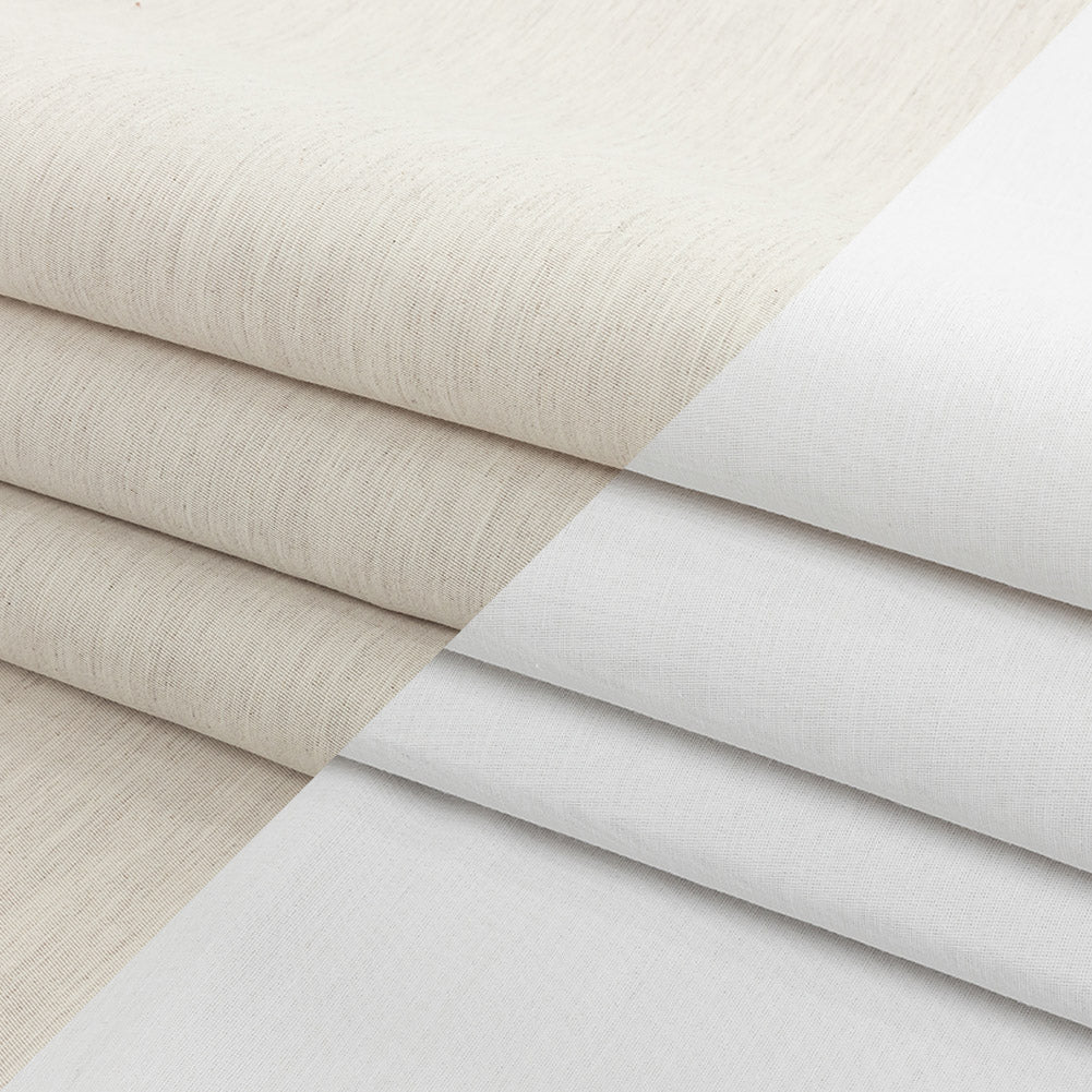 Heathered Ivory and White Reversible Double Wide Twill - Folded Heathered Ivory and White Reversible Double Wide Twill - Folded