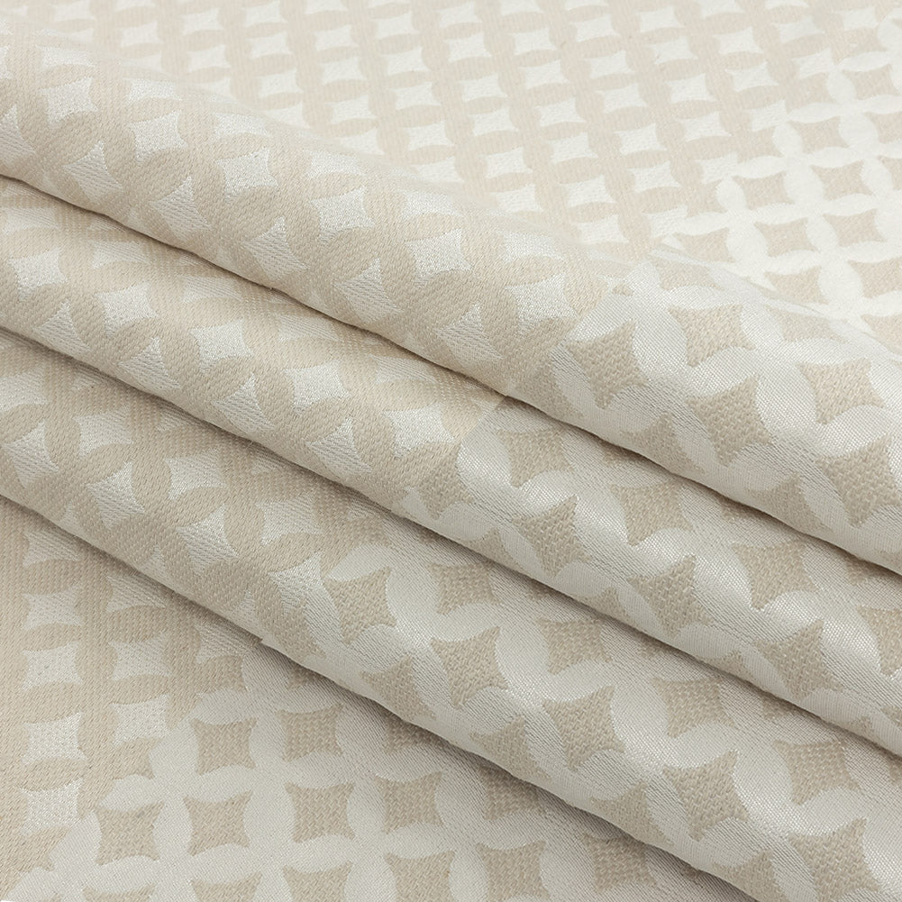 Ivory Quatrefoil Blended Polyester Jacquard - Folded Ivory Quatrefoil Blended Polyester Jacquard - Folded