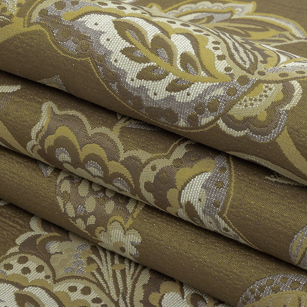 Gold Jacobean Floral Blended Polyester Jacquard - Folded Gold Jacobean Floral Blended Polyester Jacquard - Folded