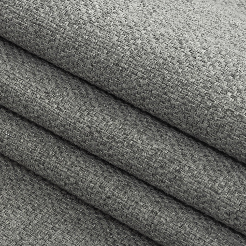 Silver Basketwoven Polyester and Cotton Home Decor Fabric - Folded