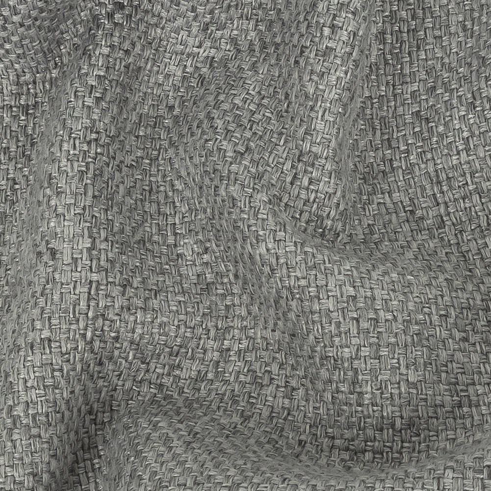 Silver Basketwoven Polyester and Cotton Home Decor Fabric - Detail