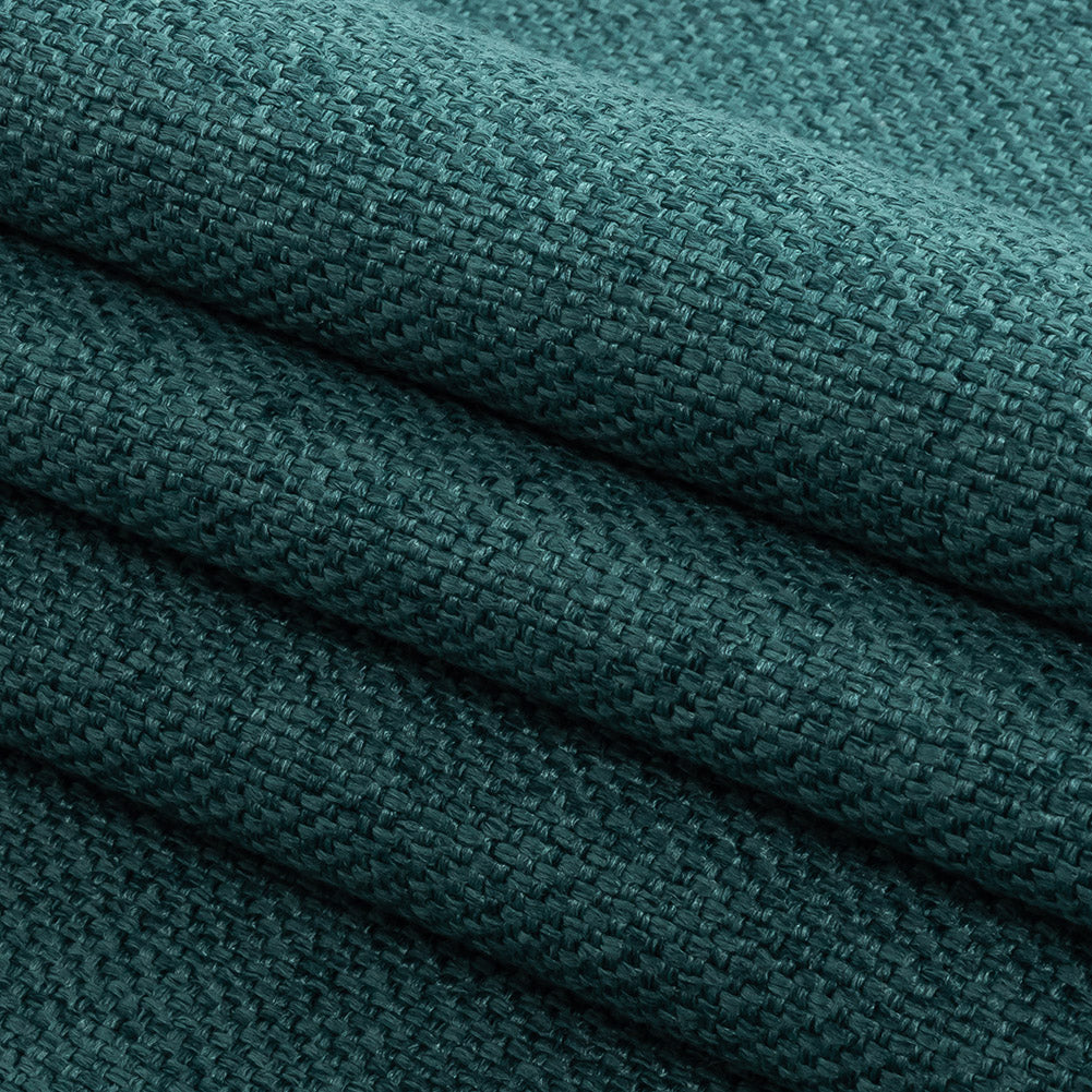 Petrol Basketwoven Polyester and Cotton Home Decor Fabric - Folded Petrol Basketwoven Polyester and Cotton Home Decor Fabric - Folded