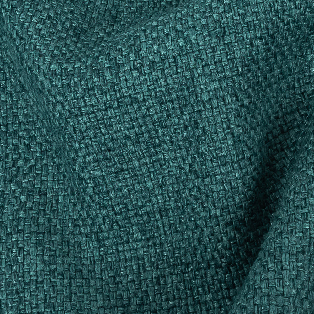 Petrol Basketwoven Polyester and Cotton Home Decor Fabric - Detail Petrol Basketwoven Polyester and Cotton Home Decor Fabric - Detail