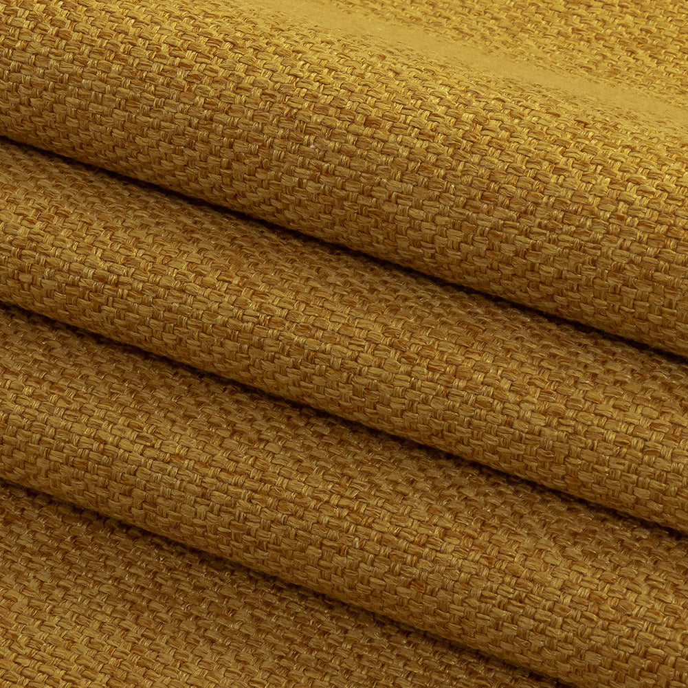 Mustard Basketwoven Polyester and Cotton Home Decor Fabric Folded Mustard Basketwoven Polyester and Cotton Home Decor Fabric Folded