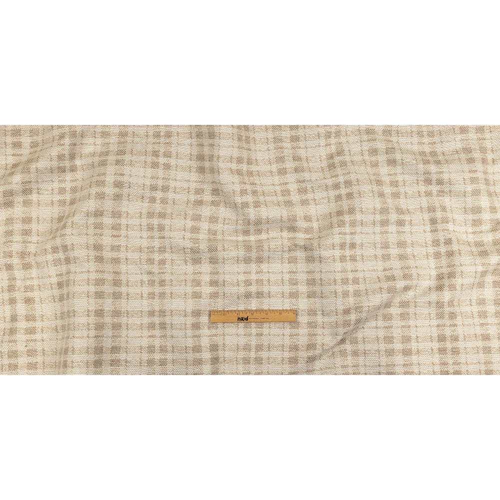 Beige and Ivory Plaid Polyester Upholstery Tweed Full Beige and Ivory Plaid Polyester Upholstery Tweed Full