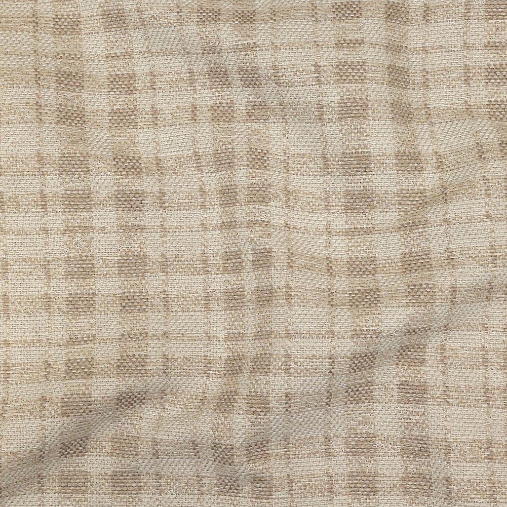 Beige and Ivory Plaid Polyester Upholstery Tweed Beige and Ivory Plaid Polyester Upholstery Tweed
