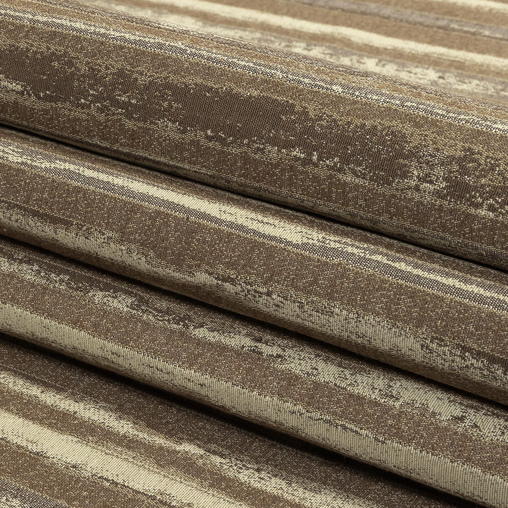 Desert Taupe, Pumice Stone and Gray Painterly Stripes Blended Cotton Jacquard - Folded Desert Taupe, Pumice Stone and Gray Painterly Stripes Blended Cotton Jacquard - Folded