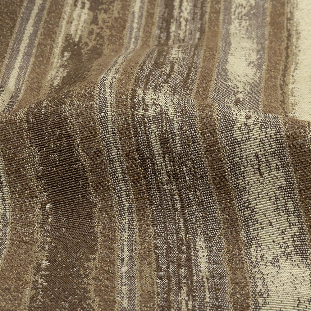 Desert Taupe, Pumice Stone and Gray Painterly Stripes Blended Cotton Jacquard - Detail Desert Taupe, Pumice Stone and Gray Painterly Stripes Blended Cotton Jacquard - Detail