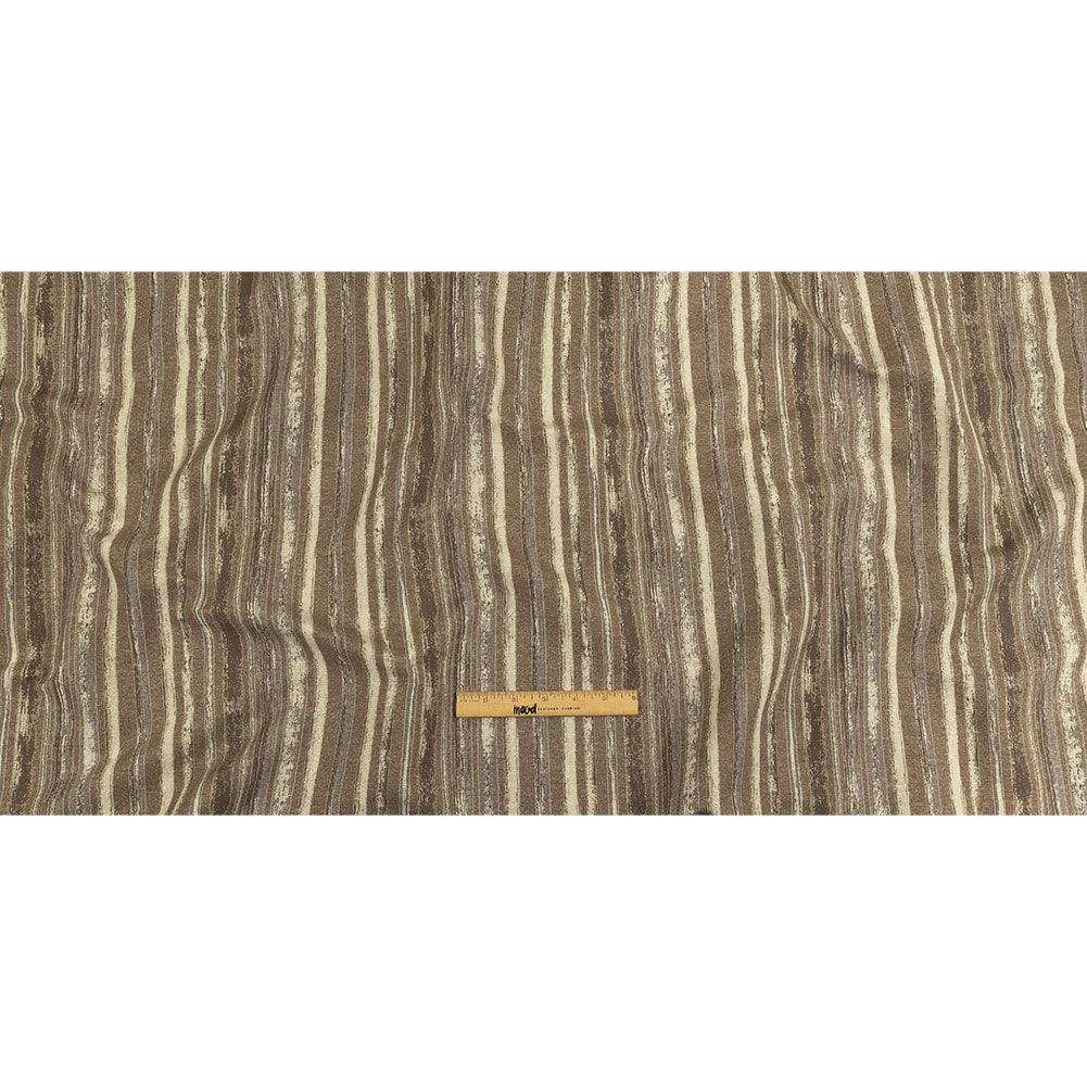 Desert Taupe, Pumice Stone and Gray Painterly Stripes Blended Cotton Jacquard - Full Desert Taupe, Pumice Stone and Gray Painterly Stripes Blended Cotton Jacquard - Full