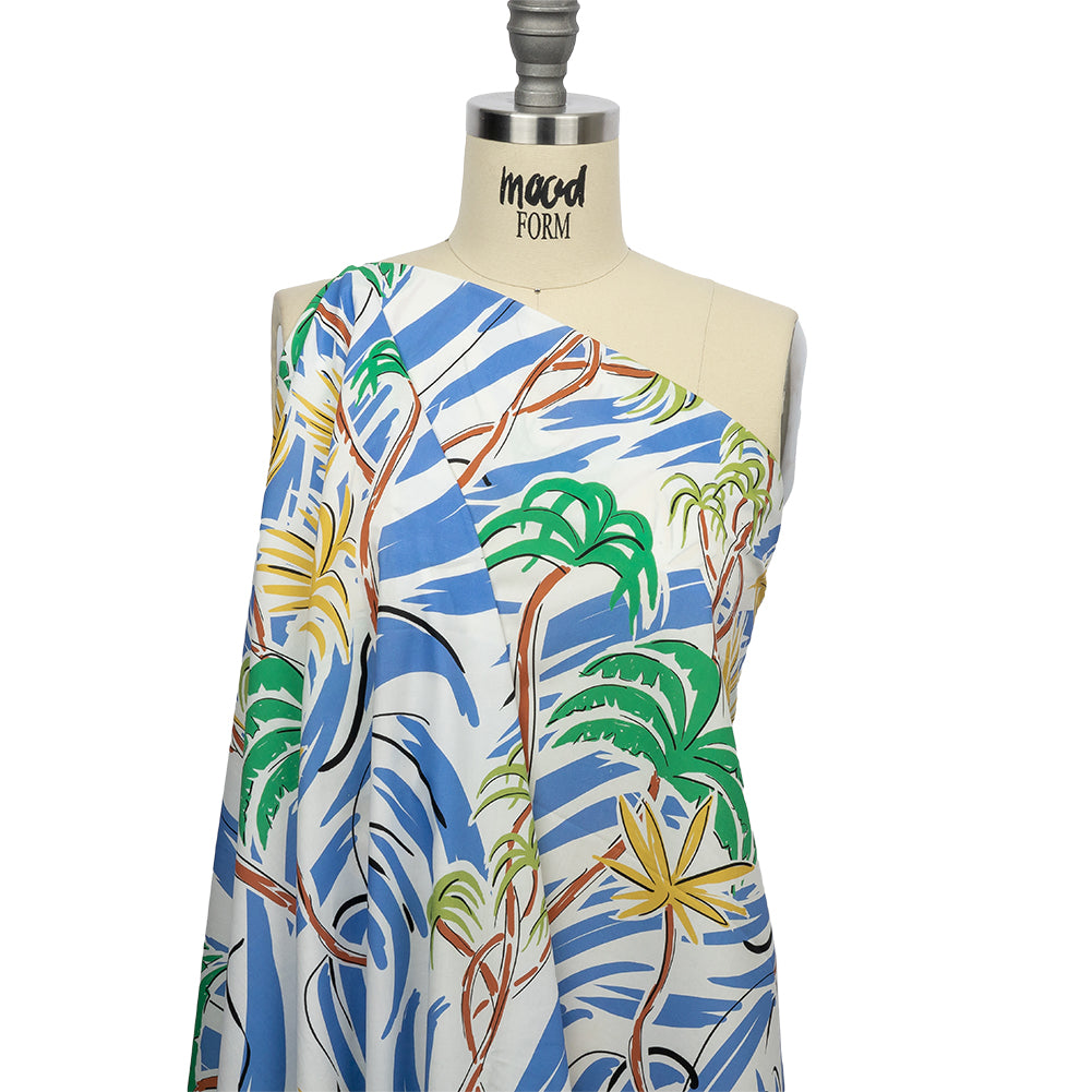 Mood Exclusive Blue Foliate Figment Cotton Shirting - Drape Mood Exclusive Blue Foliate Figment Cotton Shirting - Drape