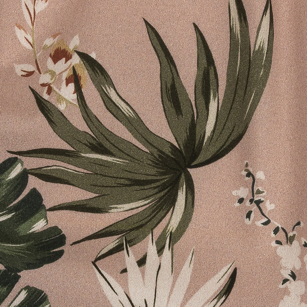Mood Exclusive Beige Leafy Greens Stretch Cotton Twill - Detail Mood Exclusive Beige Leafy Greens Stretch Cotton Twill - Detail