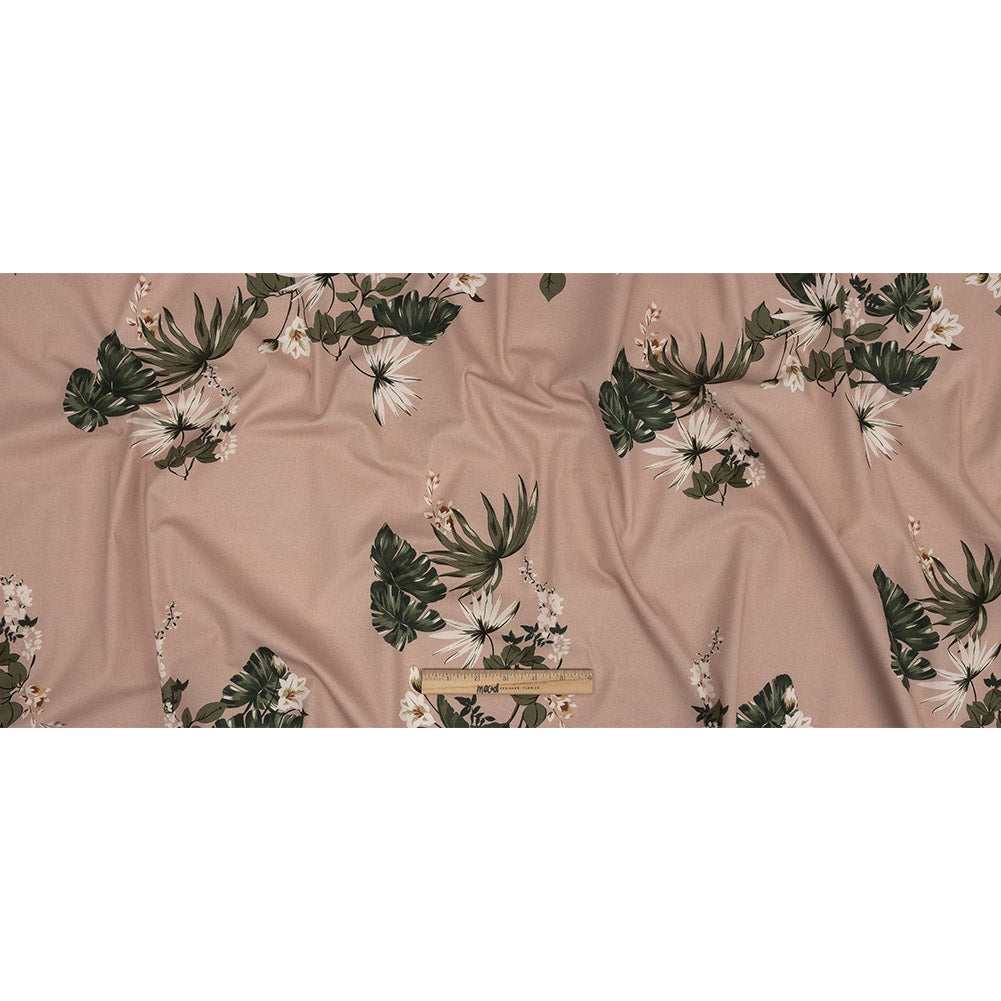 Mood Exclusive Beige Leafy Greens Stretch Cotton Twill - Full Mood Exclusive Beige Leafy Greens Stretch Cotton Twill - Full