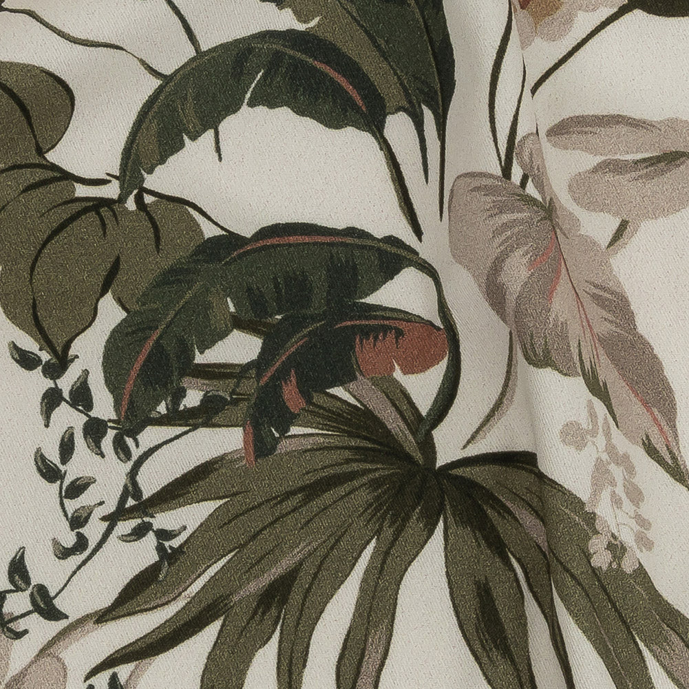 Mood Exclusive Ivory Leafy Greens Stretch Cotton Twill - Detail Mood Exclusive Ivory Leafy Greens Stretch Cotton Twill - Detail