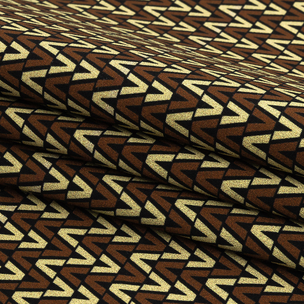 Stretch Cotton and Viscose Sateen Print - Brown and Cream Skinny Chevron - Mood Exclusive V for Visionary Folded Stretch Cotton and Viscose Sateen Print - Brown and Cream Skinny Chevron - Mood Exclusive V for Visionary Folded