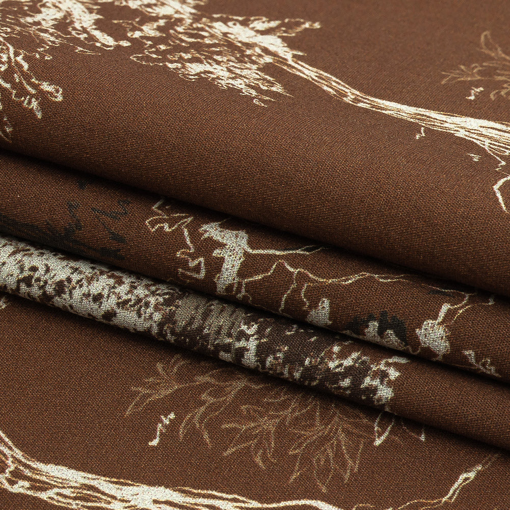 Mood Exclusive Brown Old Growth Stretch Cotton Poplin Folded Mood Exclusive Brown Old Growth Stretch Cotton Poplin Folded