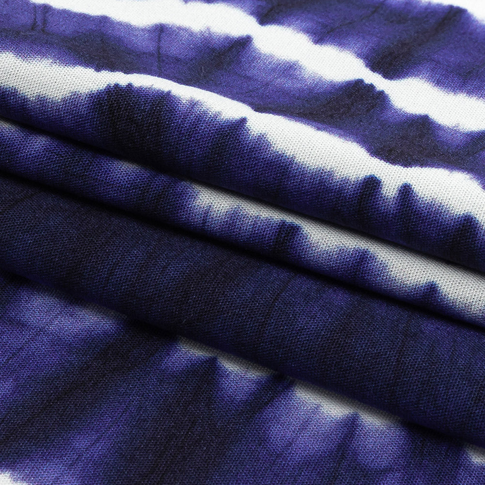 Mood Exclusive Navy Twisted Tie Dye Stretch Viscose Batiste Folded Mood Exclusive Navy Twisted Tie Dye Stretch Viscose Batiste Folded