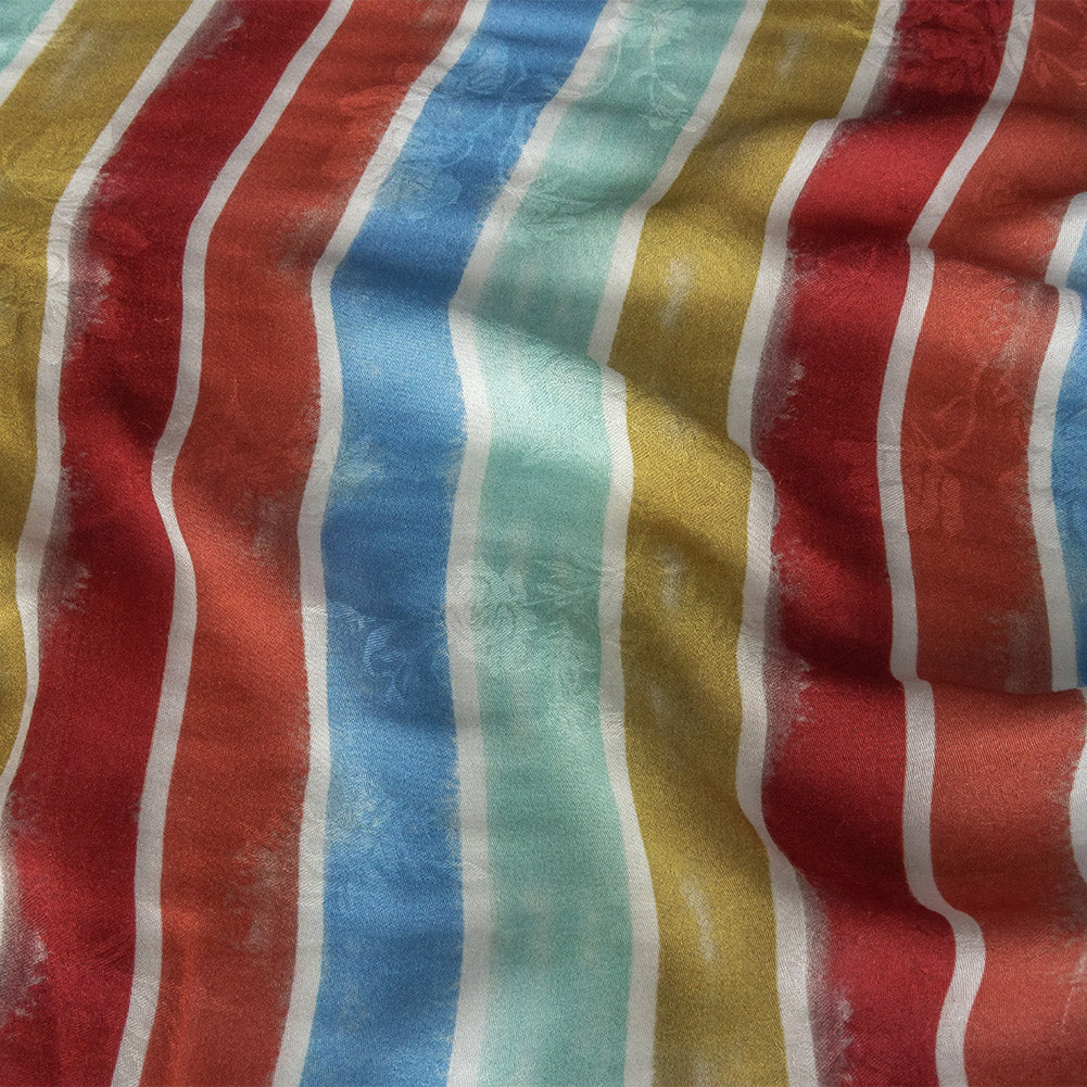 Flowery Viscose Jacquard Print - Rainbow Stripes - Mood Exclusive Striation Satisfaction Flowery Viscose Jacquard Print - Rainbow Stripes - Mood Exclusive Striation Satisfaction