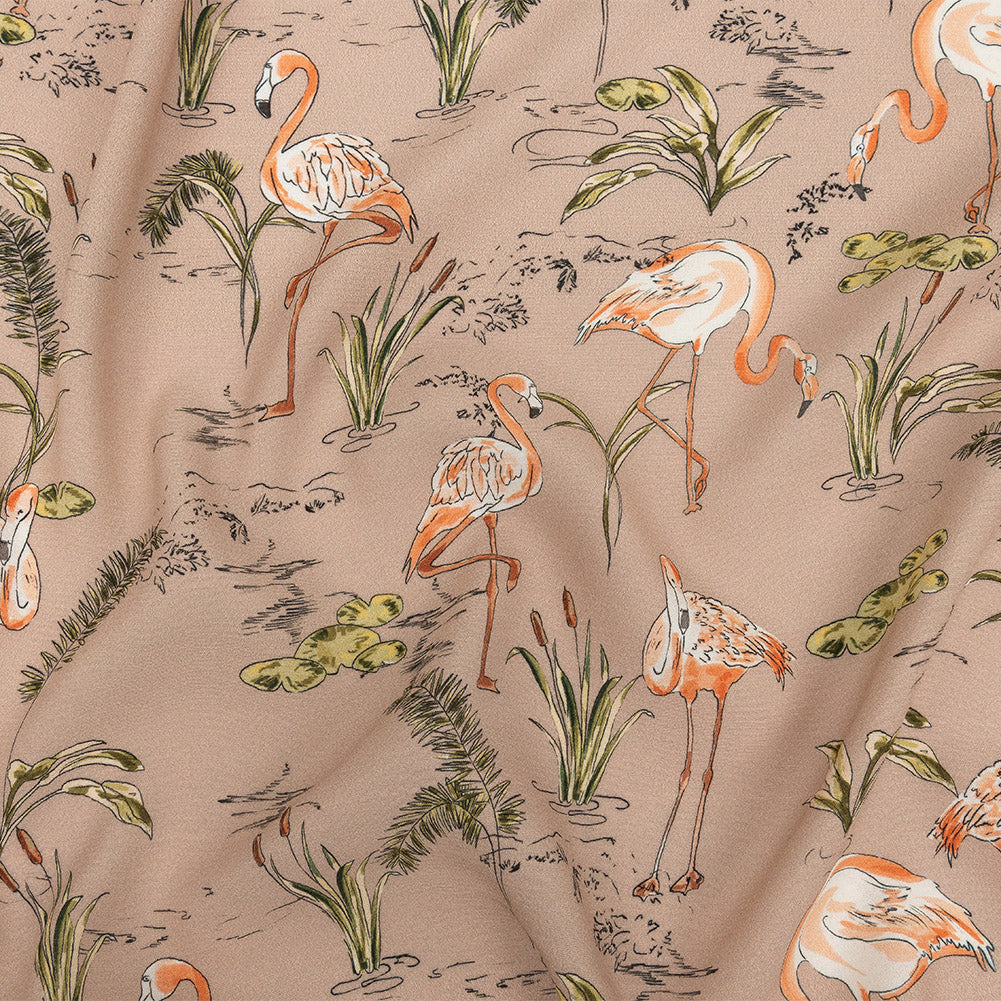 Mood Exclusive Taupe Flamingo Festivities Sustainable Viscose Woven Mood Exclusive Taupe Flamingo Festivities Sustainable Viscose Woven