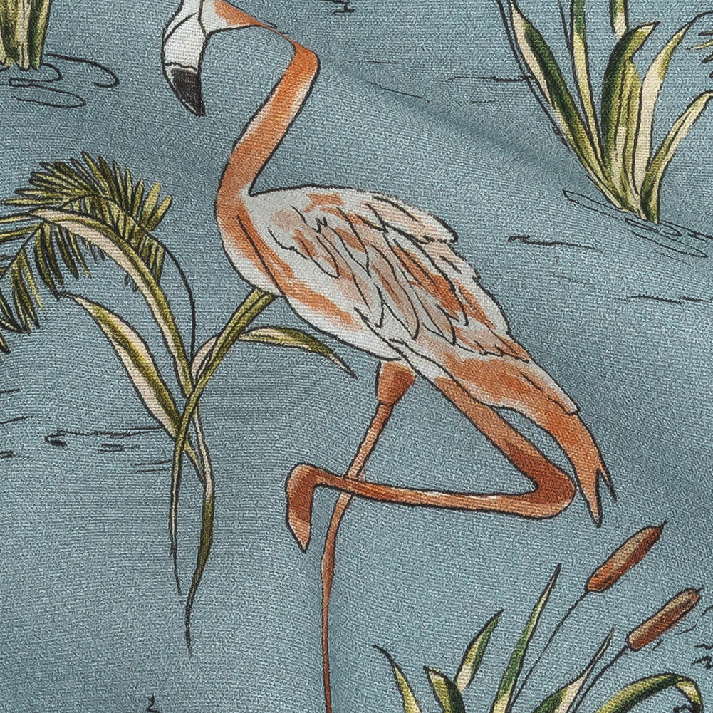 Mood Exclusive Steel Blue Flamingo Festivities Sustainable Viscose Woven - Detail Mood Exclusive Steel Blue Flamingo Festivities Sustainable Viscose Woven - Detail