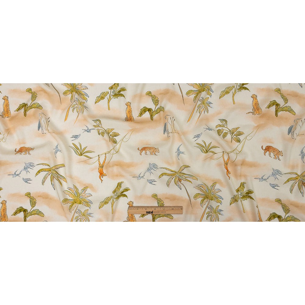 Sustainable Viscose Woven Print - Ivory Animals and Palm Trees - Mood Exclusive Savanna Spectacle Full Sustainable Viscose Woven Print - Ivory Animals and Palm Trees - Mood Exclusive Savanna Spectacle Full