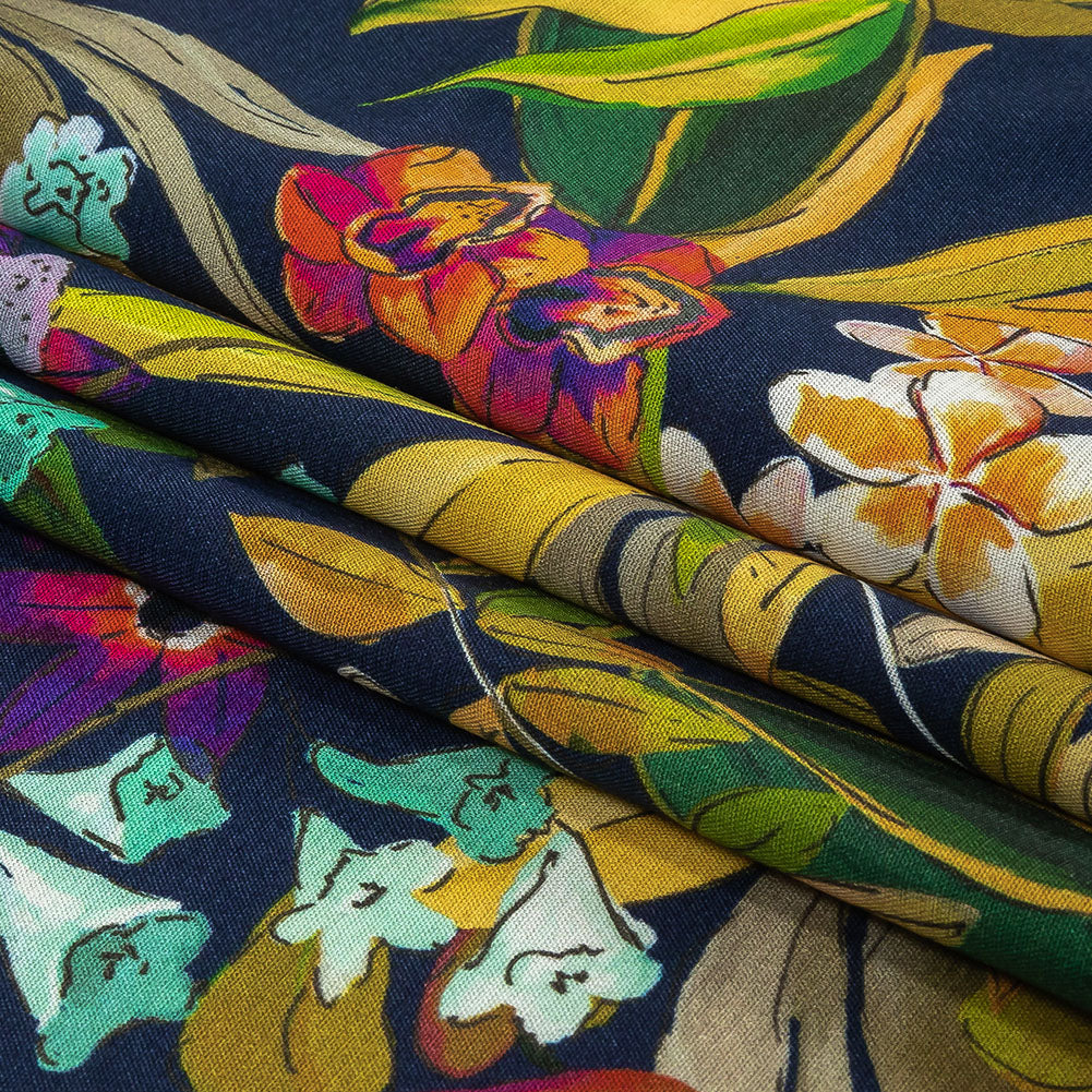 Mood Exclusive Navy Tropics at Twilight Sustainable Viscose Woven - Folded Mood Exclusive Navy Tropics at Twilight Sustainable Viscose Woven - Folded