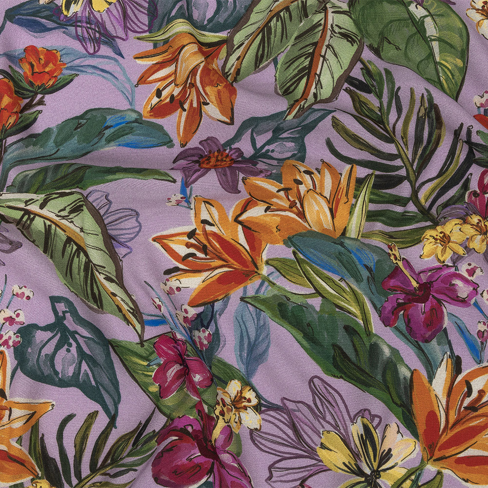 Sustainable Viscose Woven Print - Lavender and Multicolor Floral - Mood Exclusive Flowering Fantasy Sustainable Viscose Woven Print - Lavender and Multicolor Floral - Mood Exclusive Flowering Fantasy