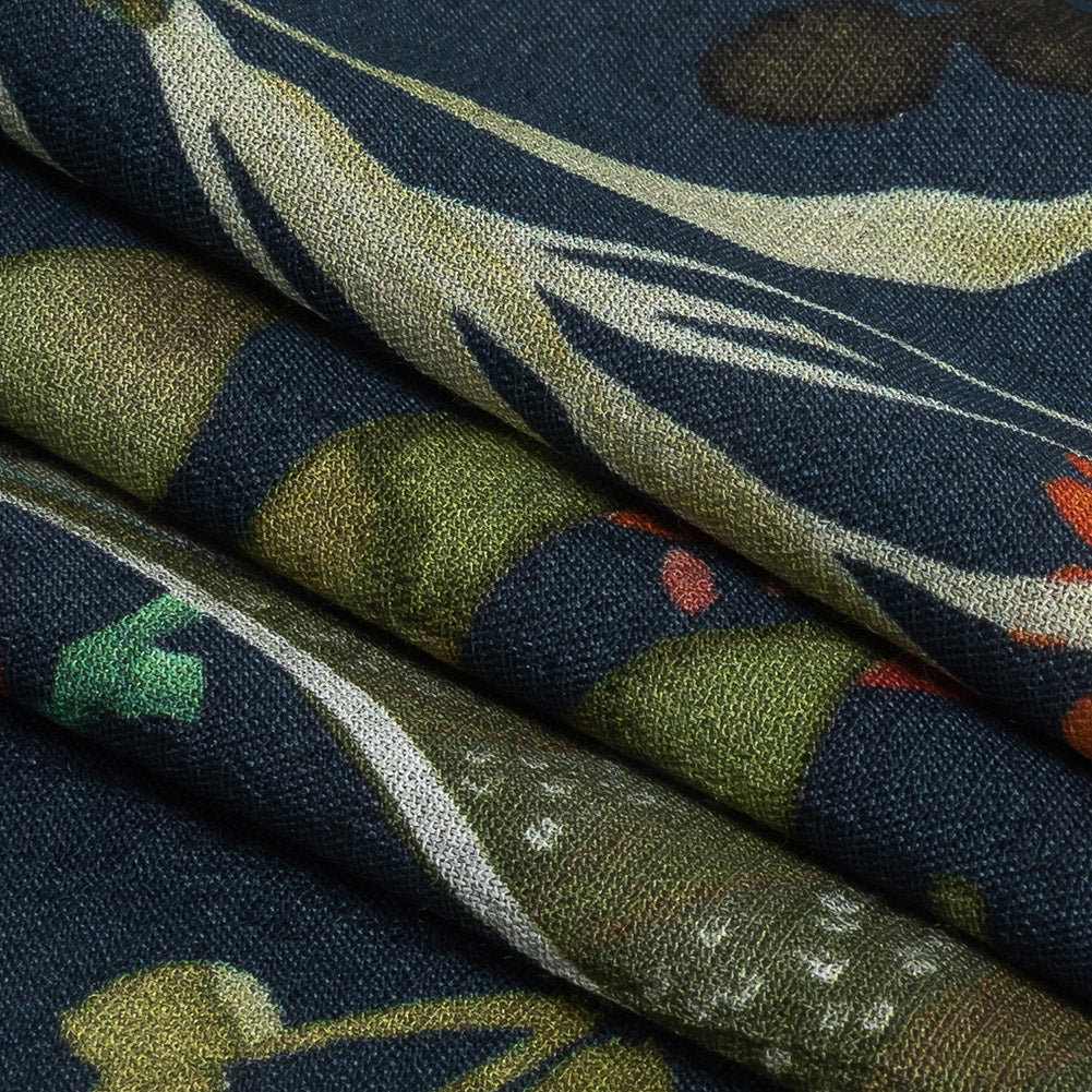 Mood Exclusive Navy Subtropic Vegetation Sustainable Viscose Woven - Folded Mood Exclusive Navy Subtropic Vegetation Sustainable Viscose Woven - Folded
