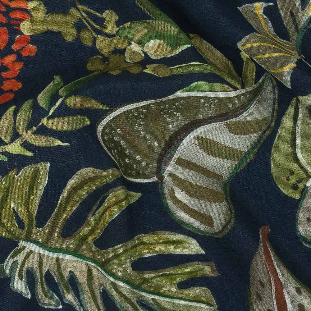 Mood Exclusive Navy Subtropic Vegetation Sustainable Viscose Woven - Detail Mood Exclusive Navy Subtropic Vegetation Sustainable Viscose Woven - Detail