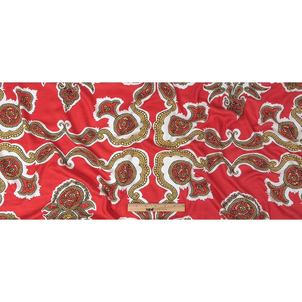 Mood Exclusive Hot Coral Elaborate Eminence Polka Dotted Viscose Jacquard - Full Mood Exclusive Hot Coral Elaborate Eminence Polka Dotted Viscose Jacquard - Full
