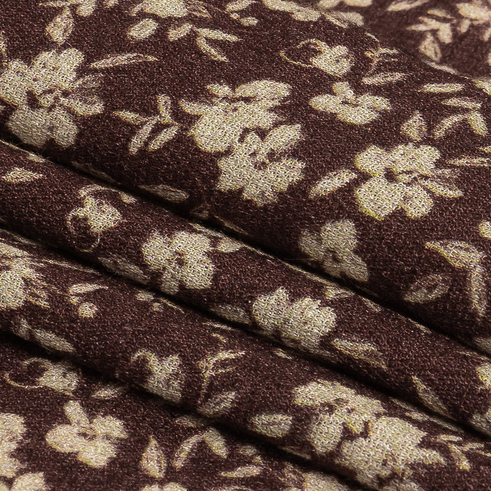 Mood Exclusive Brown Flowering Heirloom Gauzy Viscose Crepe - Folded Mood Exclusive Brown Flowering Heirloom Gauzy Viscose Crepe - Folded