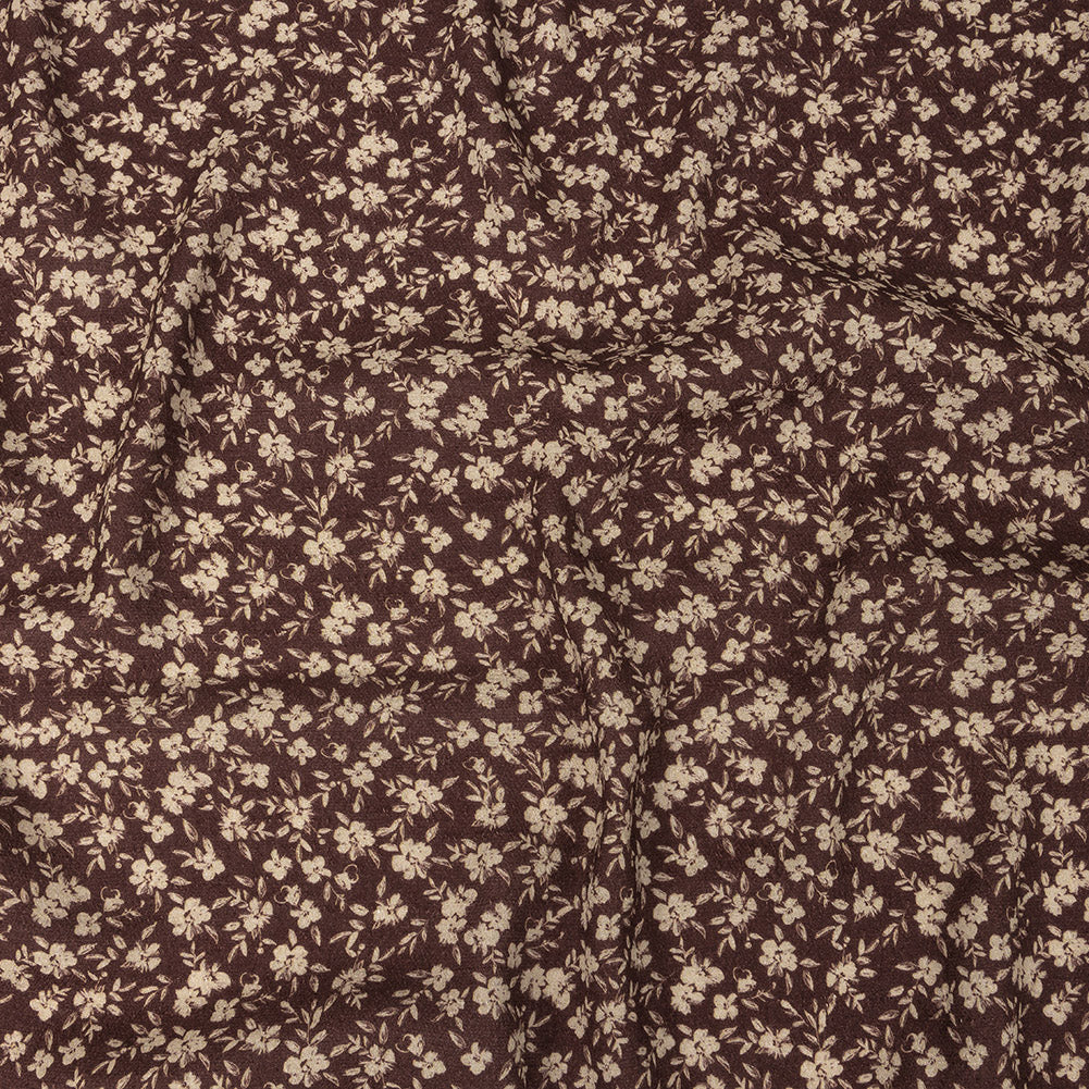 Mood Exclusive Brown Flowering Heirloom Gauzy Viscose Crepe Mood Exclusive Brown Flowering Heirloom Gauzy Viscose Crepe