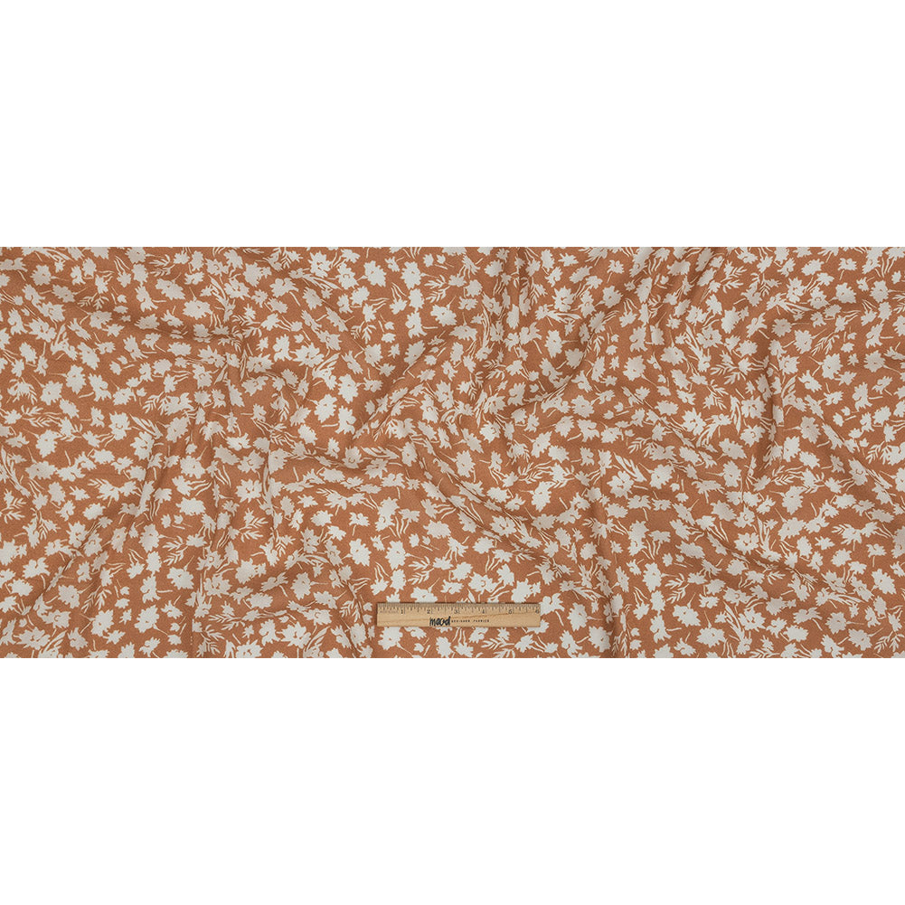 Mood Exclusive Dusty Orange Botanical Imprints Gauzy Viscose Crepe - Full Mood Exclusive Dusty Orange Botanical Imprints Gauzy Viscose Crepe - Full