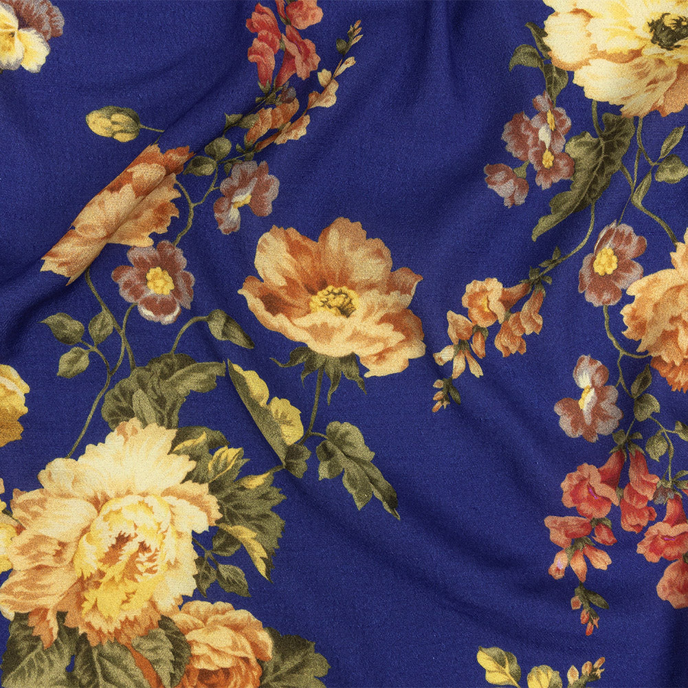 Gauzy Viscose Crepe Print - Cobalt, Pink and Yellow Floral - Mood Exclusive Flores de la Toscana Gauzy Viscose Crepe Print - Cobalt, Pink and Yellow Floral - Mood Exclusive Flores de la Toscana