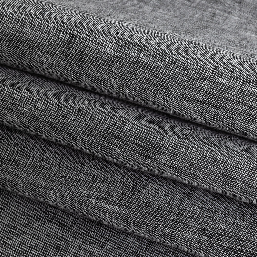 Minerva Heathered Black Lightweight Linen Chambray - Detail Minerva Heathered Black Lightweight Linen Chambray - Detail