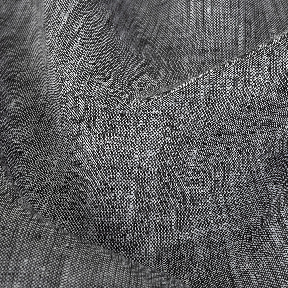 Minerva Heathered Black Lightweight Linen Chambray - Full Minerva Heathered Black Lightweight Linen Chambray - Full