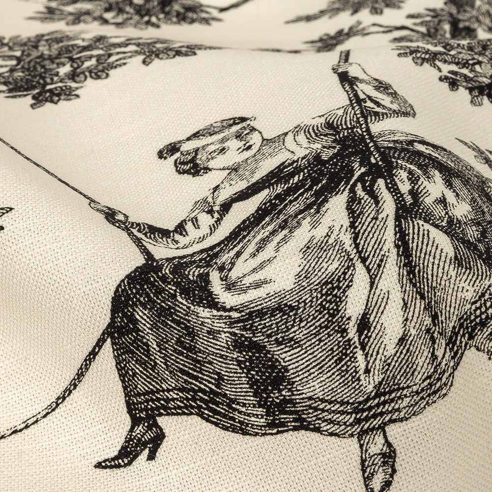 Victoria Noir Toile Printed Cotton Canvas - Detail