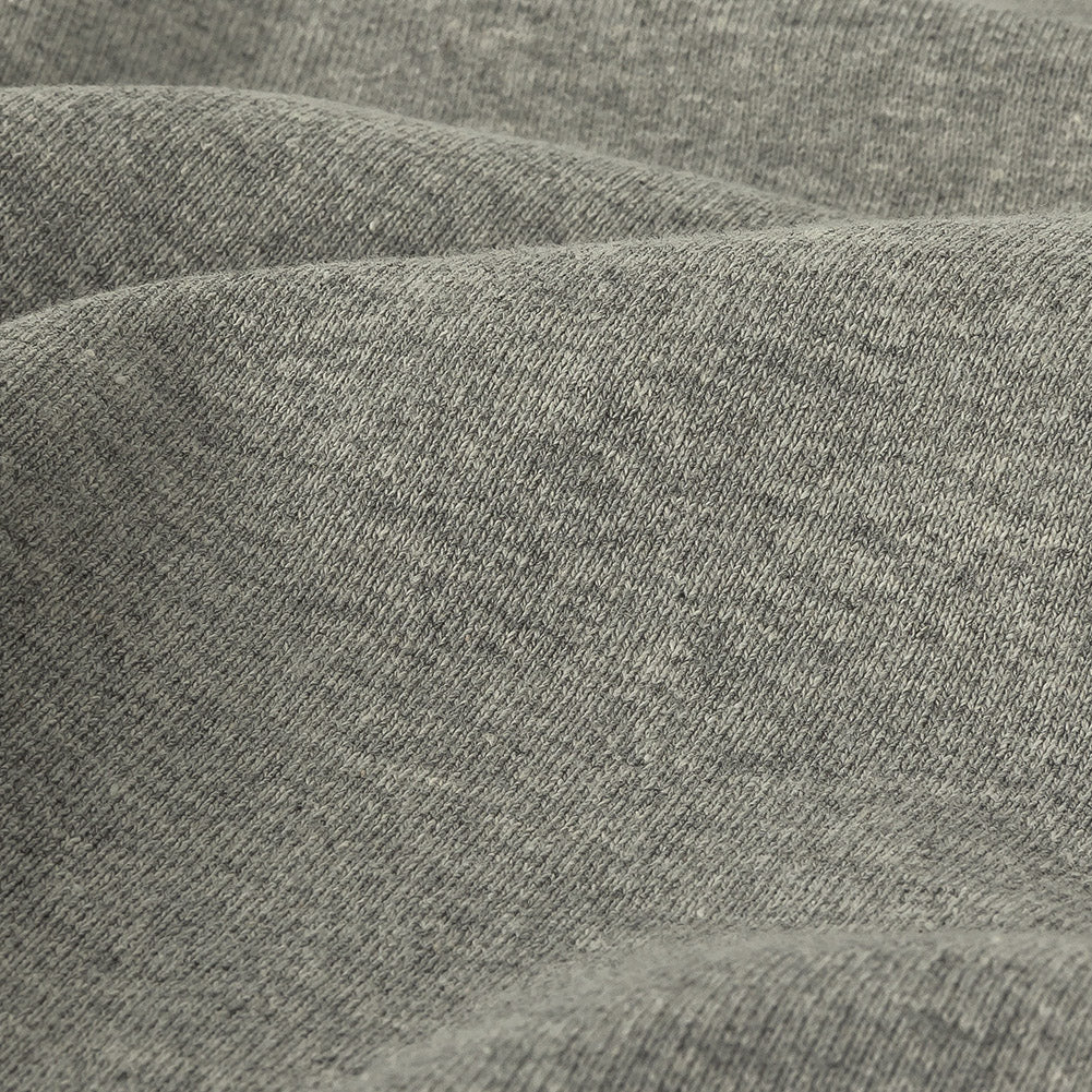 Cotton French Terry Knit - Heathered Gray and Lily White - Elida Collection Cotton French Terry Knit - Heathered Gray and Lily White - Elida Collection