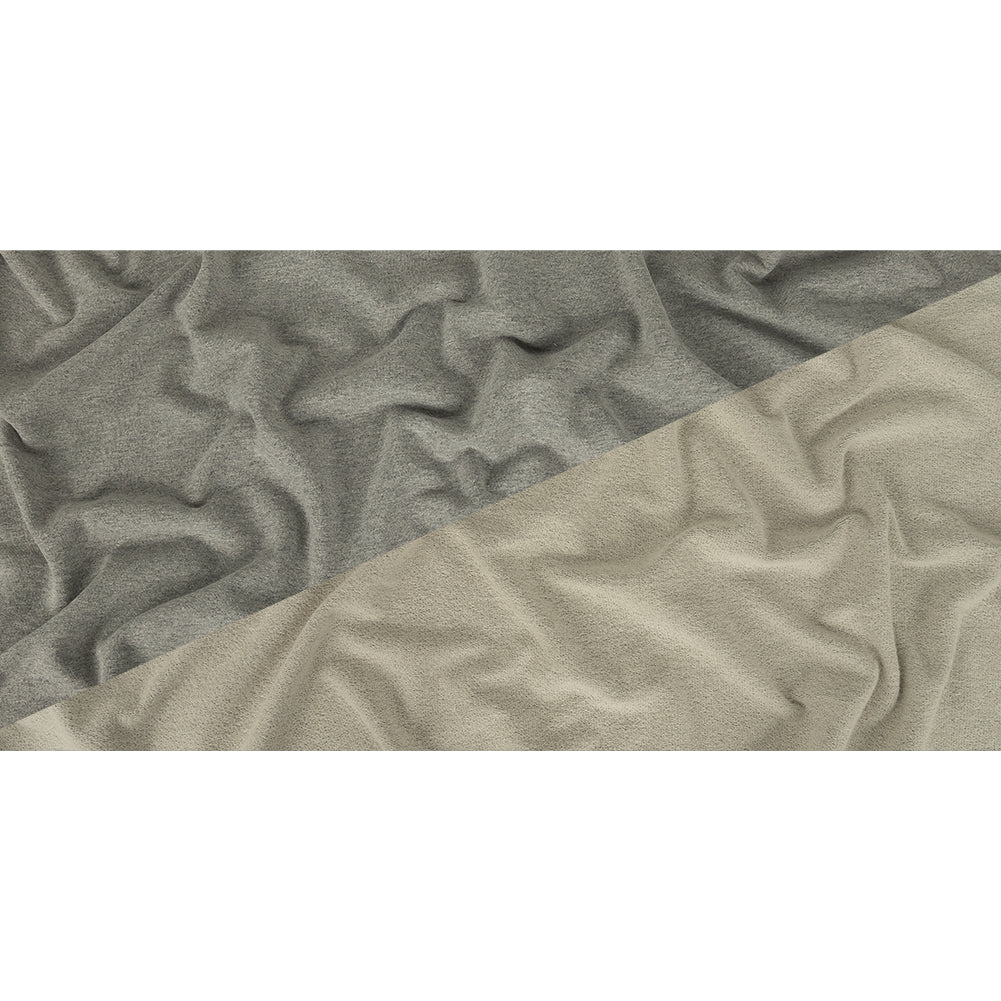 Cotton French Terry Knit - Heathered Gray and Lily White - Elida Collection Cotton French Terry Knit - Heathered Gray and Lily White - Elida Collection