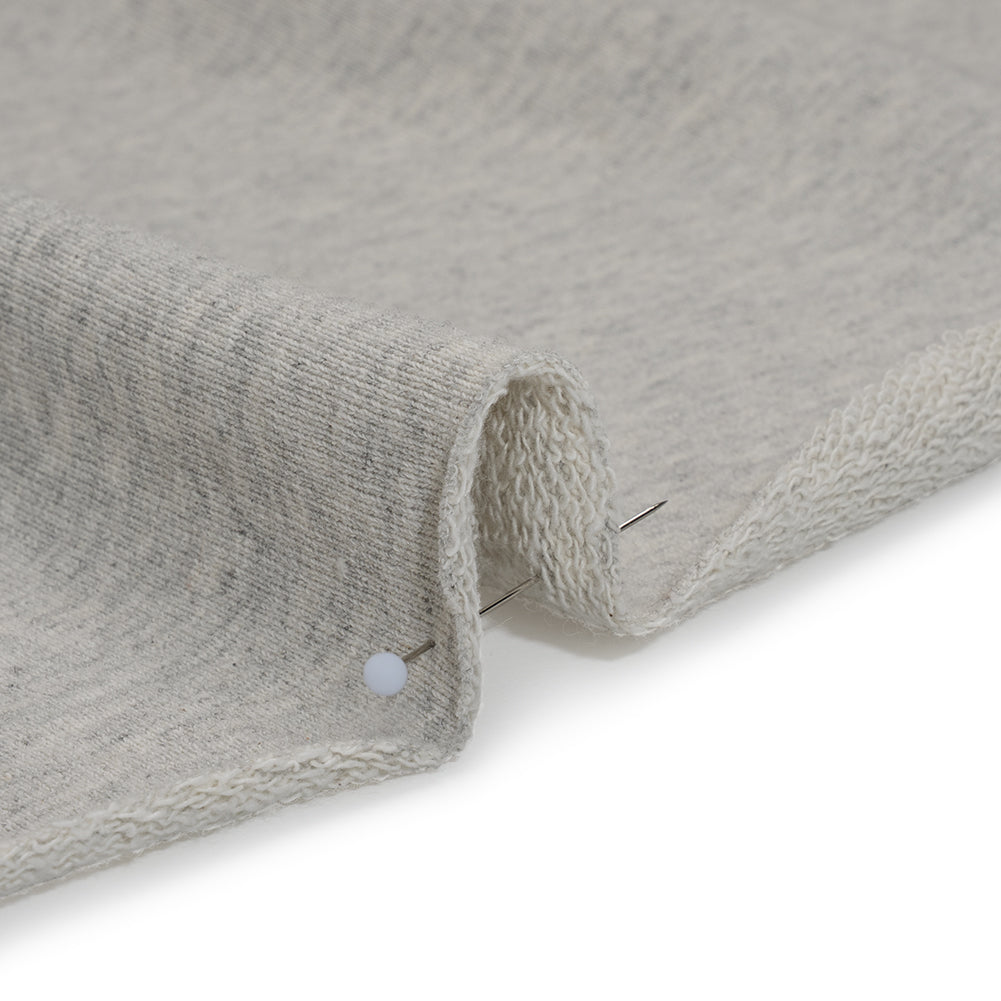 Cotton French Terry Knit - Heathered Moonbeam, Quarry, and Turtledove - Elida Collection Cotton French Terry Knit - Heathered Moonbeam, Quarry, and Turtledove - Elida Collection